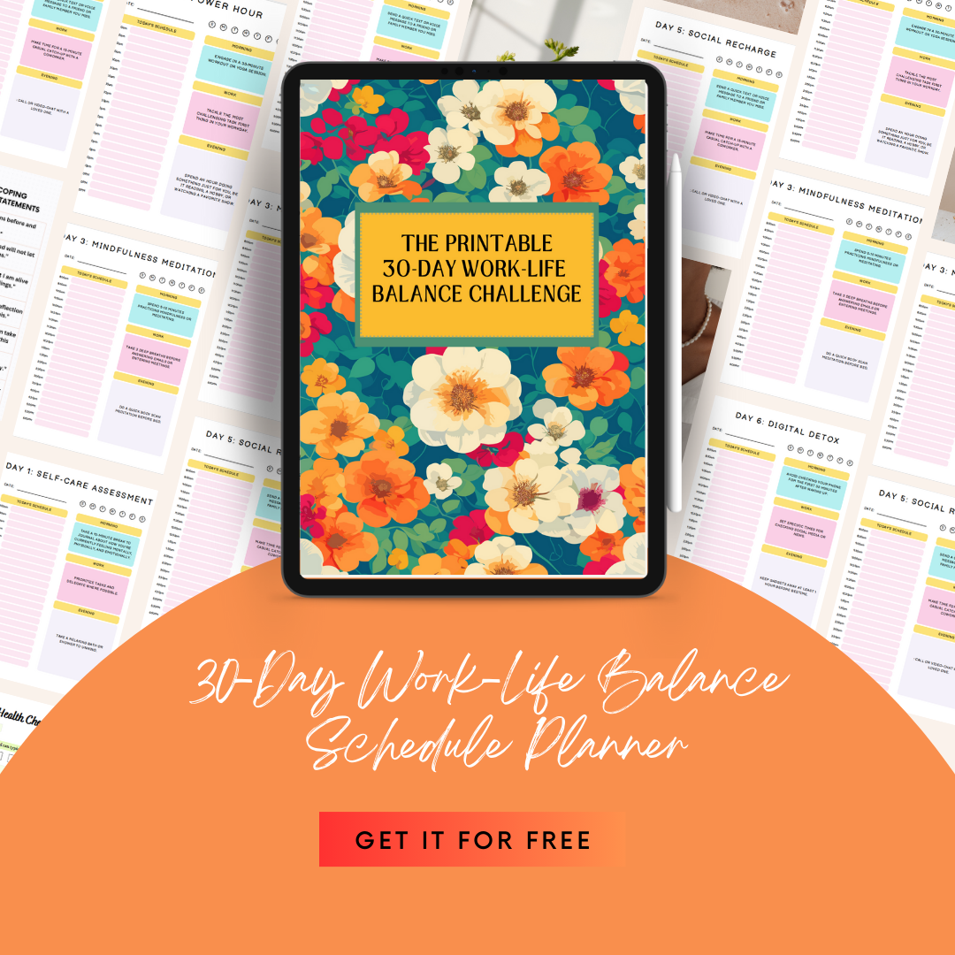 30 day printable work life balance