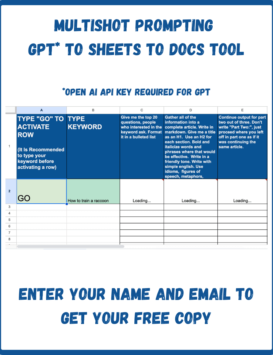 Multishot Prompting GPT to Sheets to Docs Tool