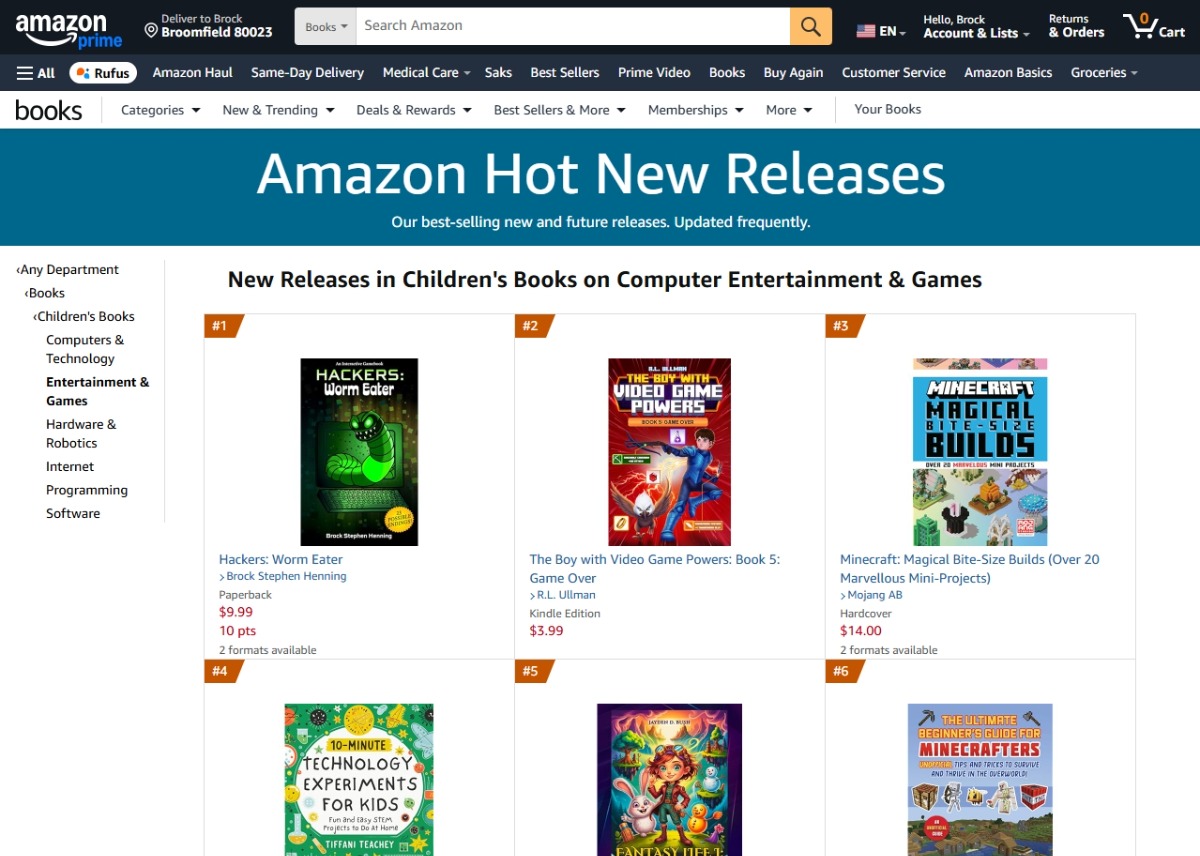 amazon hot new releases for hackers worm eater
