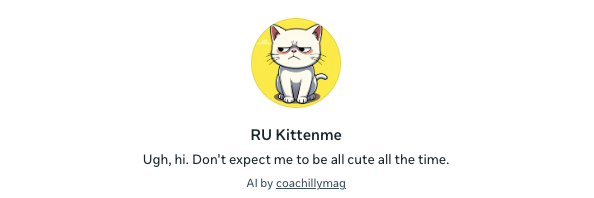 R.U. Kittenme AI bot screenshot