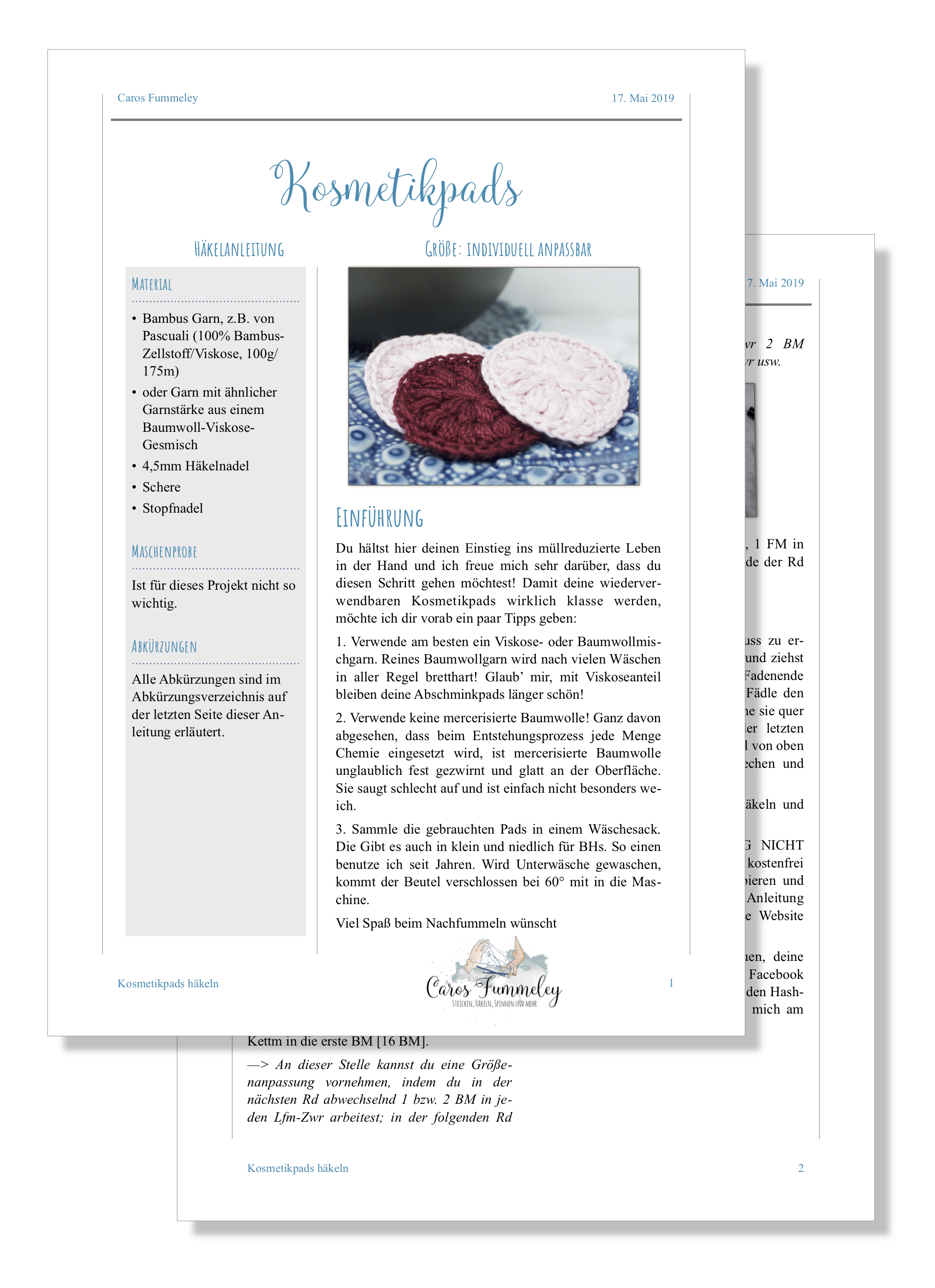 Kosmetikpads häkeln - PDF