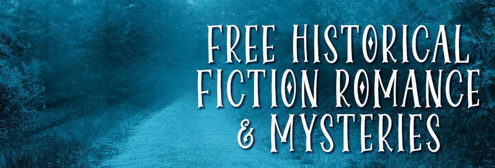 blue scenery with "free historical fiction romance & mysteries" text