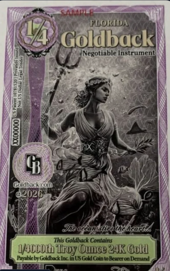 1/4 Florida Goldback forth coming