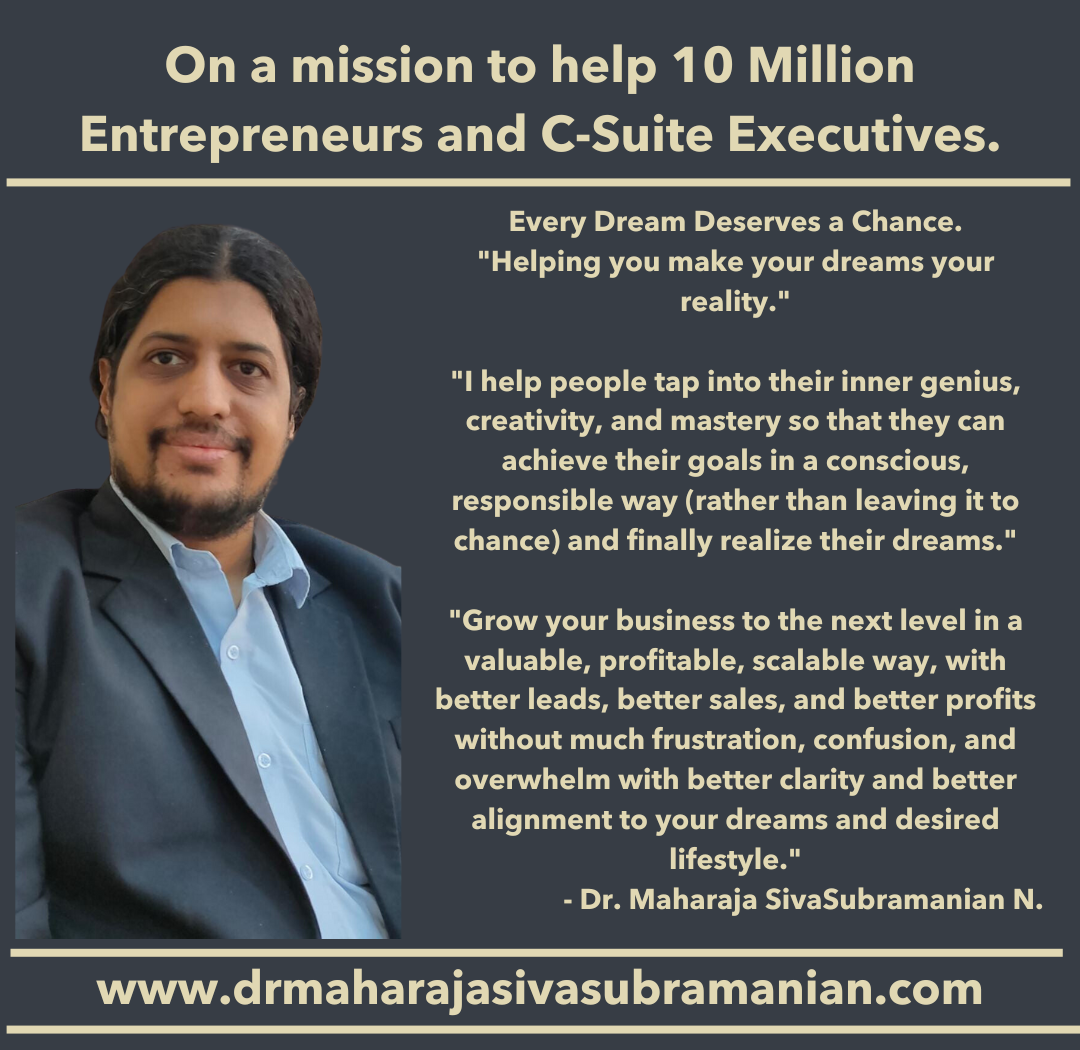 Get my BEST updates delivered to your inbox. - Dr. Maharaja SivaSubramanian N.